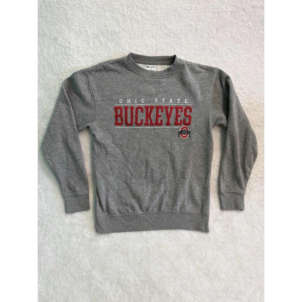 VTG Champion Ohio State Buckeyes Gray Embroidered Crewneck Sweatshirt S See Pics